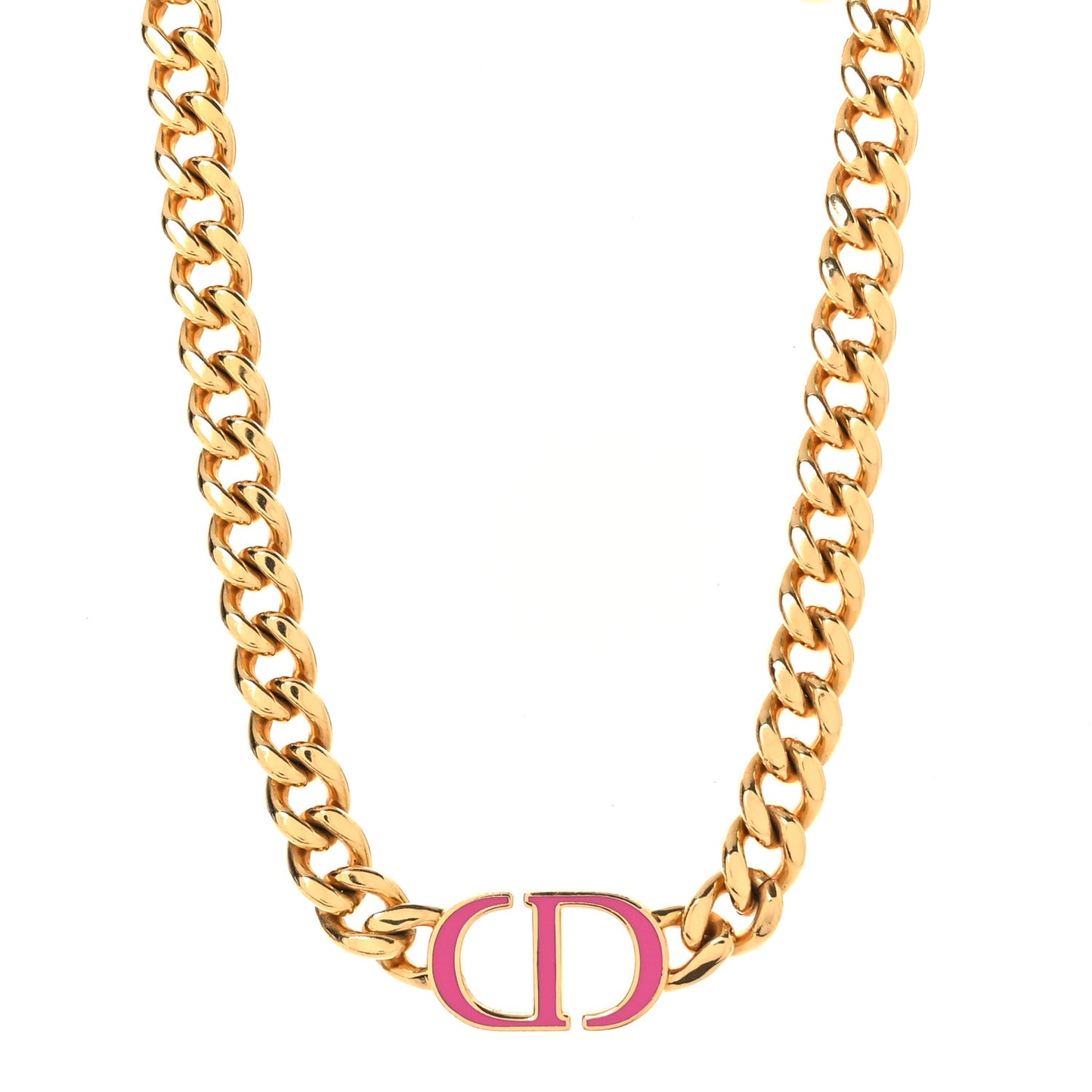 Metal CD Choker Necklace Gold Pink