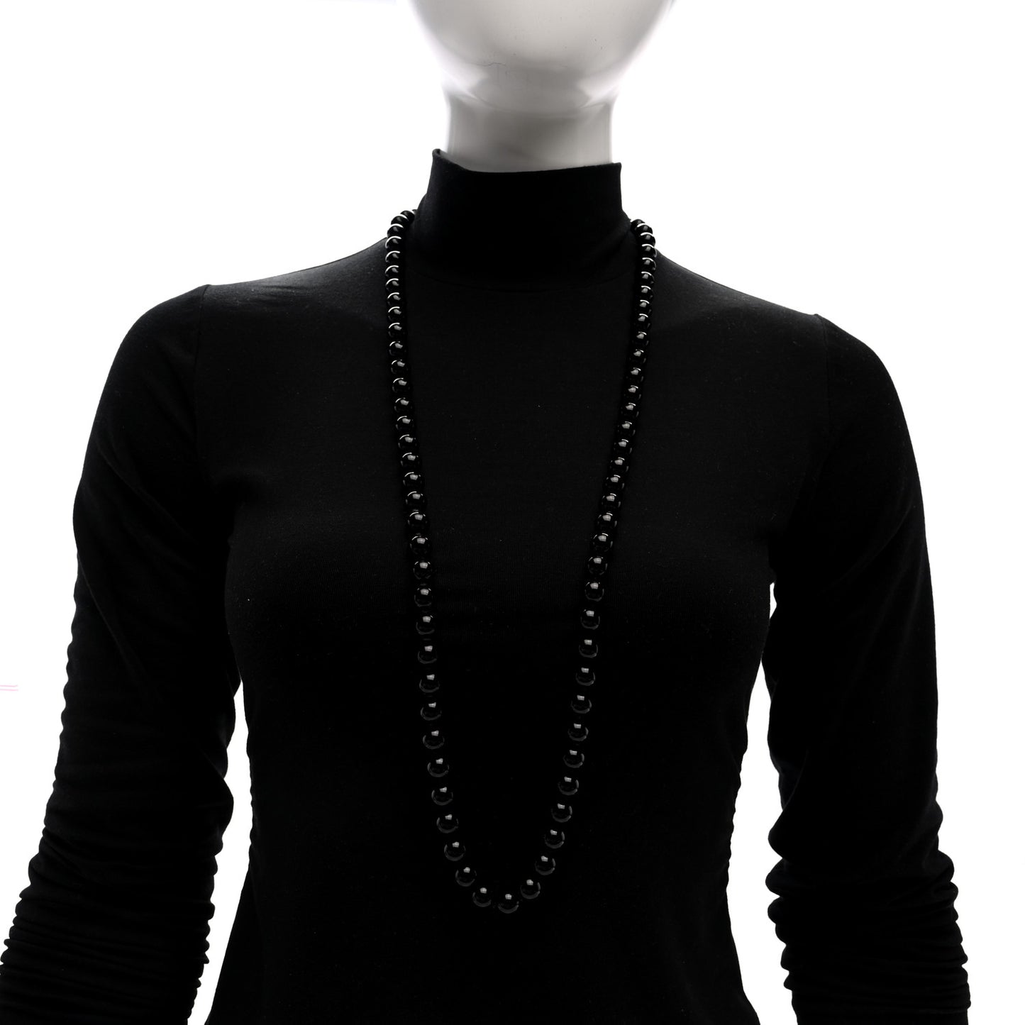 Sterling Silver Black Onyx 10mm Bead Necklace