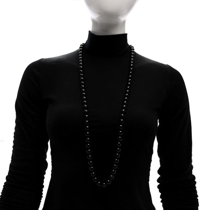Tiffany Sterling Silver Black Onyx 10mm Bead Necklace 2 of 4