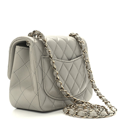 Chanel Lambskin Quilted Mini Square Flap Light Grey 3 of 13