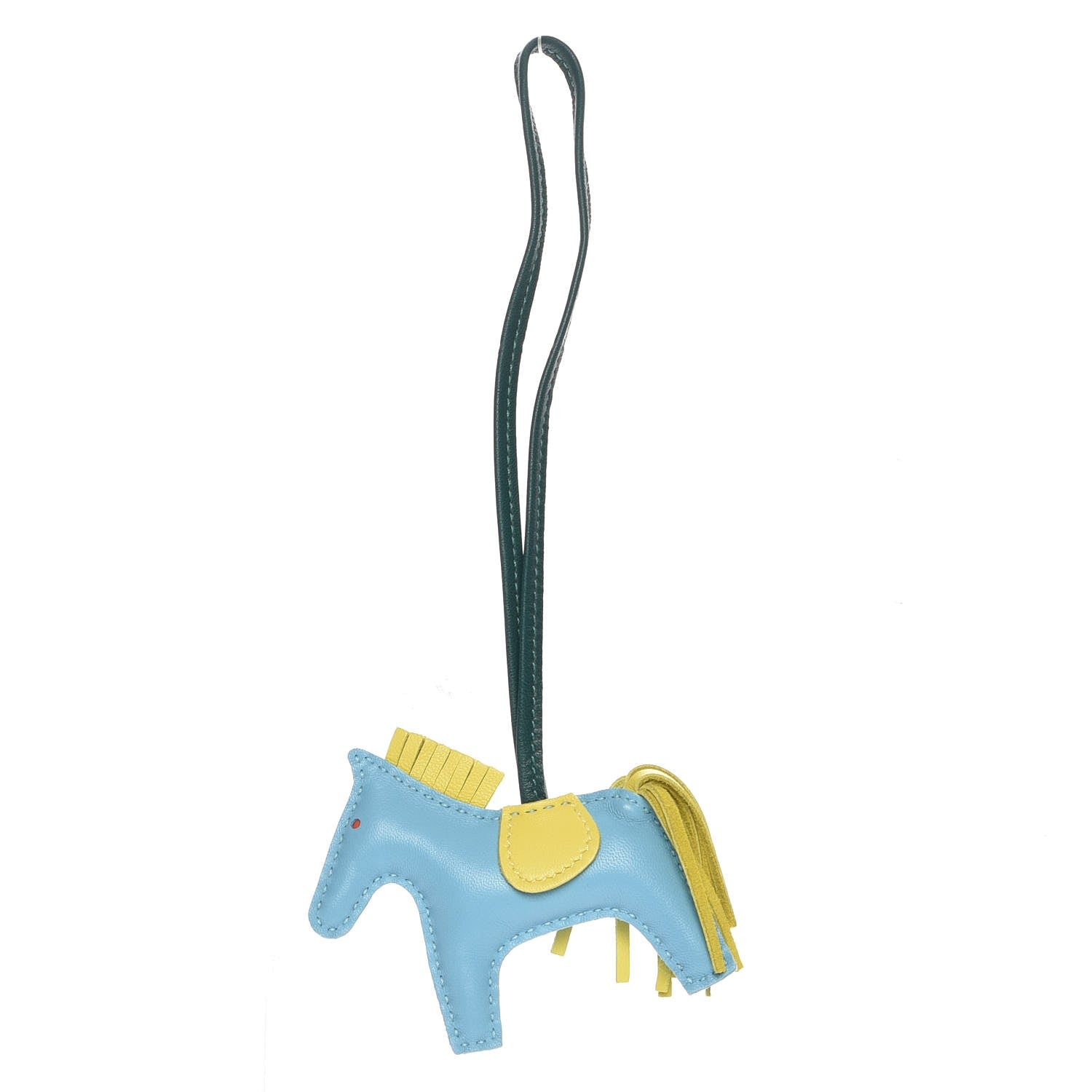 Hermes Milo Lambskin Grigri Rodeo Horse Bag Charm PM Bleu Celeste Lime Malachite 1 of 4