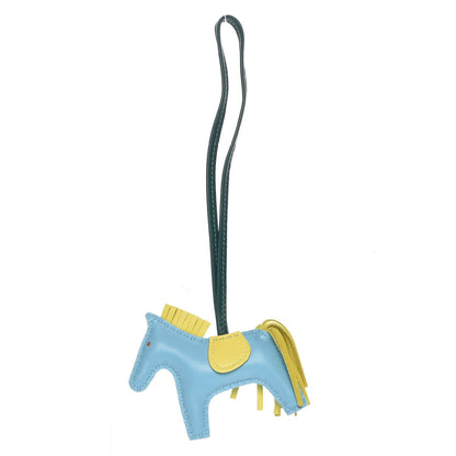 Hermes Milo Lambskin Grigri Rodeo Horse Bag Charm PM Bleu Celeste Lime Malachite 1 of 4