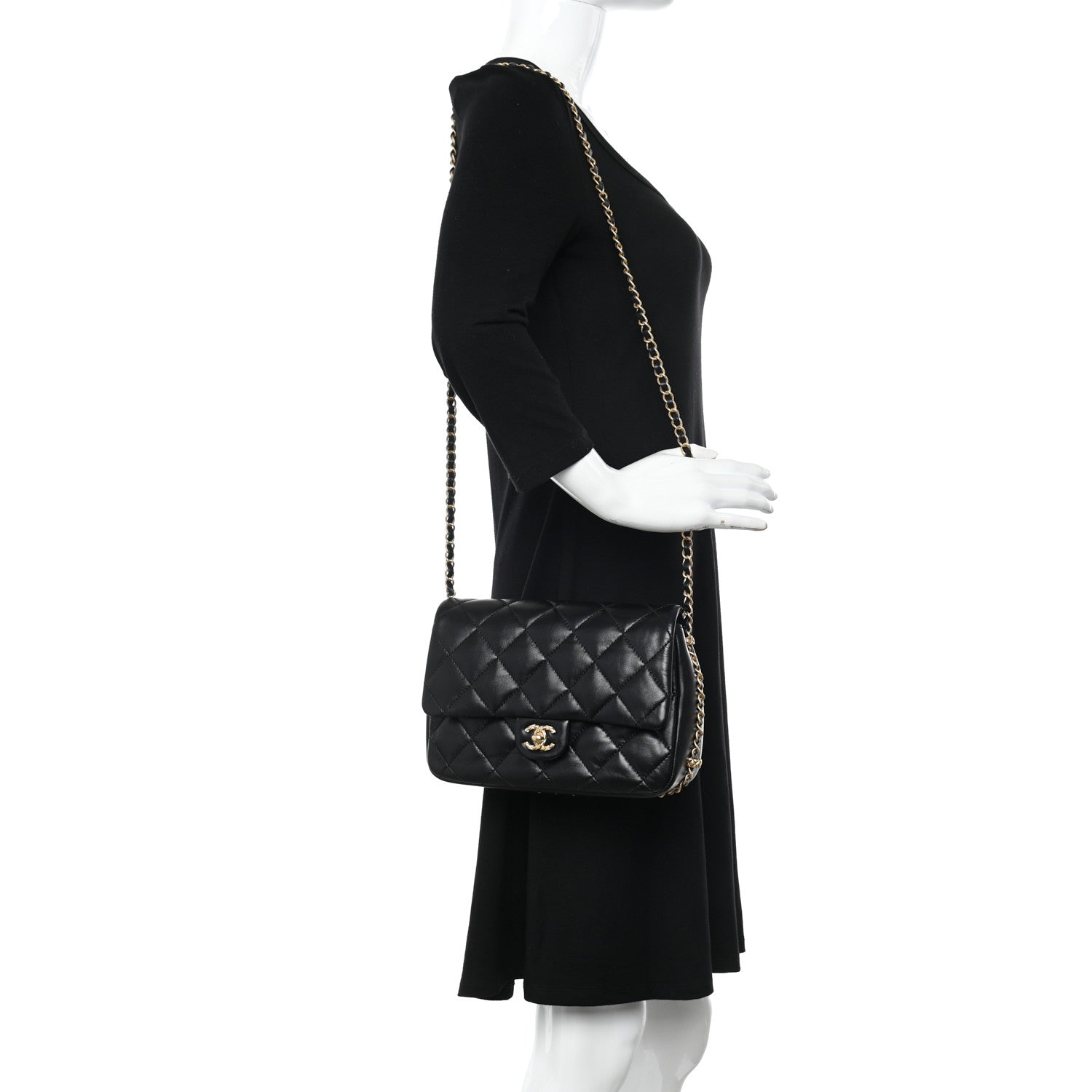 Chanel Lambskin Quilted Large CC Chain Flap Black 2 of 13