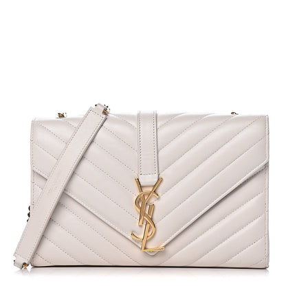 Saint Laurent Lambskin Matelasse Chevron Small Monogram Satchel Off White 1 of 12
