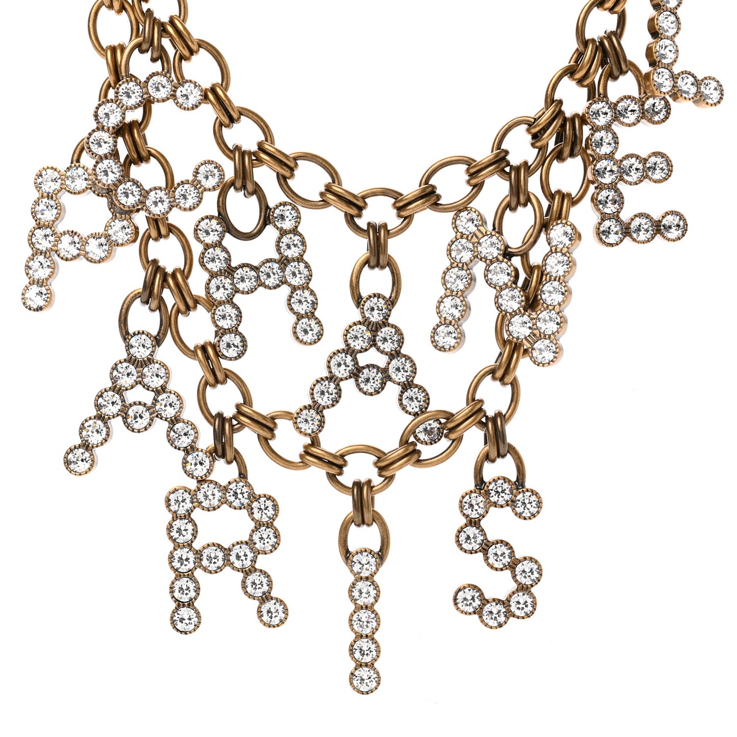 Crystal City of Lights Letter Chain Necklace Gold