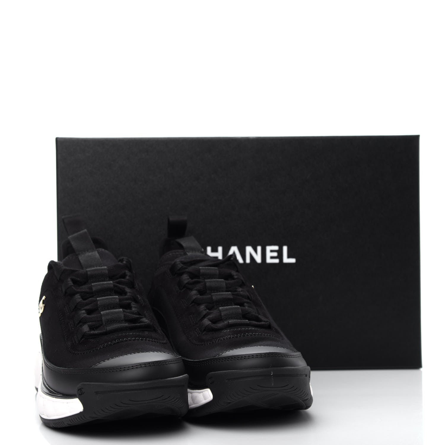 Chanel Velvet Calfskin Mixed Fibers CC Sneakers 38 Black 11 of 11