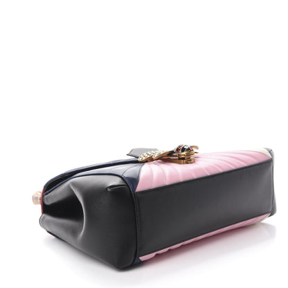 Gucci Calfskin Bamboo Trapuntata Queen Margaret Top Handle Bag Blue Agata Hibiscus Red Mystic White Sugar Pink 5 of 11