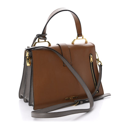 Miu Miu Goatskin Bandoliera Madras Bi-Color Shoulder Bag Grey and Brown 3 of 9