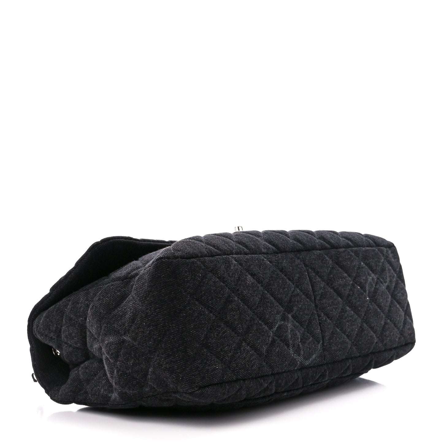 Denim Quilted CC Print Jumbo Single Flap Black