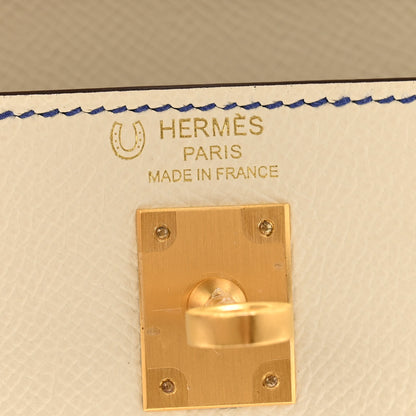 Hermes Epsom Bi-Color Horseshoe Kelly Sellier 25 Craie Bleu Electrique 6 of 13
