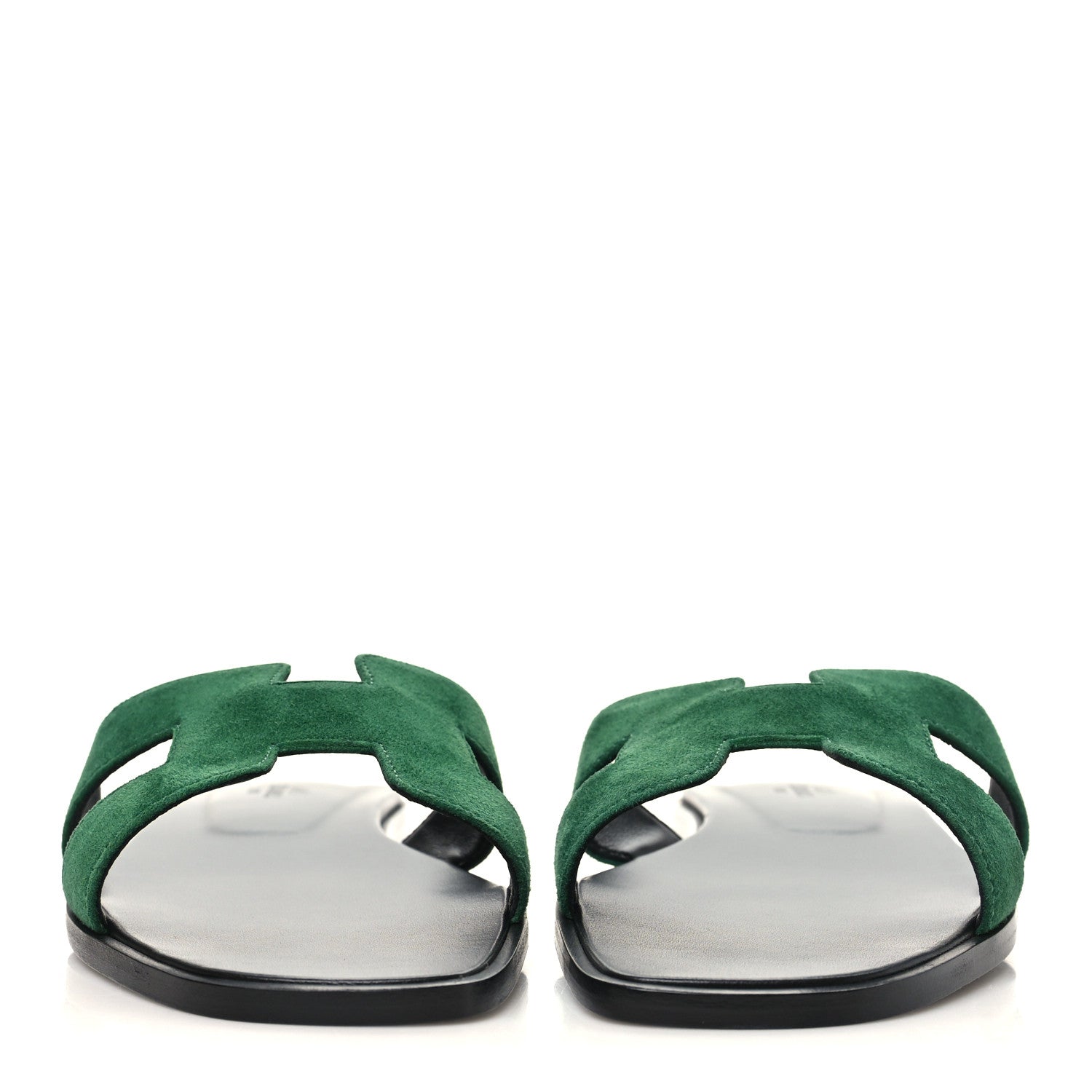 Hermes Suede Goatskin Oran Sandals 38.5 Vert Electrique 3 of 10
