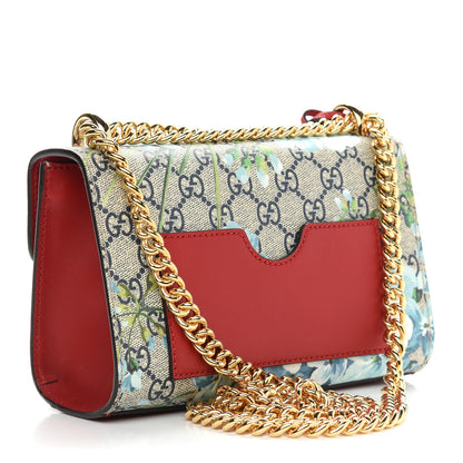 Gucci GG Supreme Monogram Blooms Small Padlock Shoulder Bag Beige Blue Navy Hibiscus Red 3 of 9