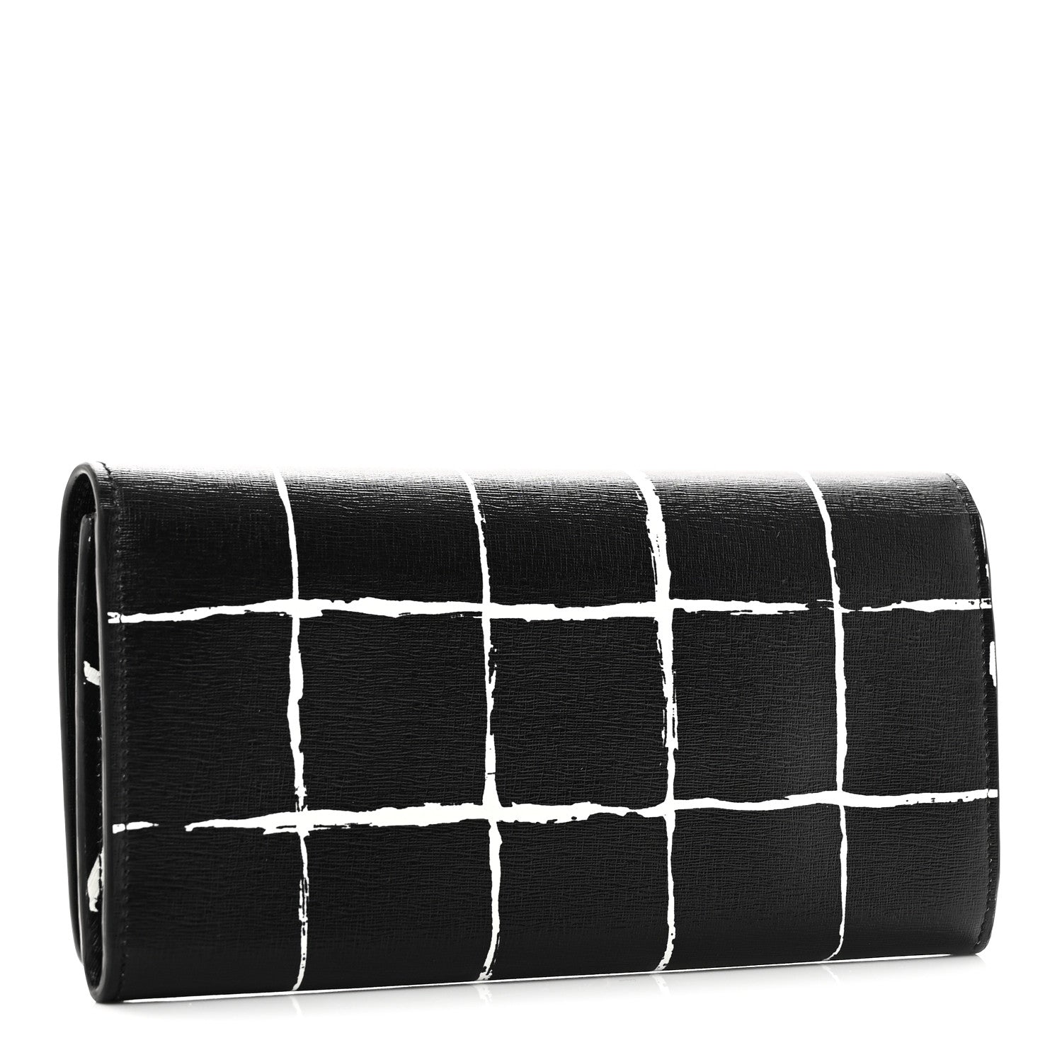 Balenciaga Saffiano Square Check Wallet Black White 3 of 8