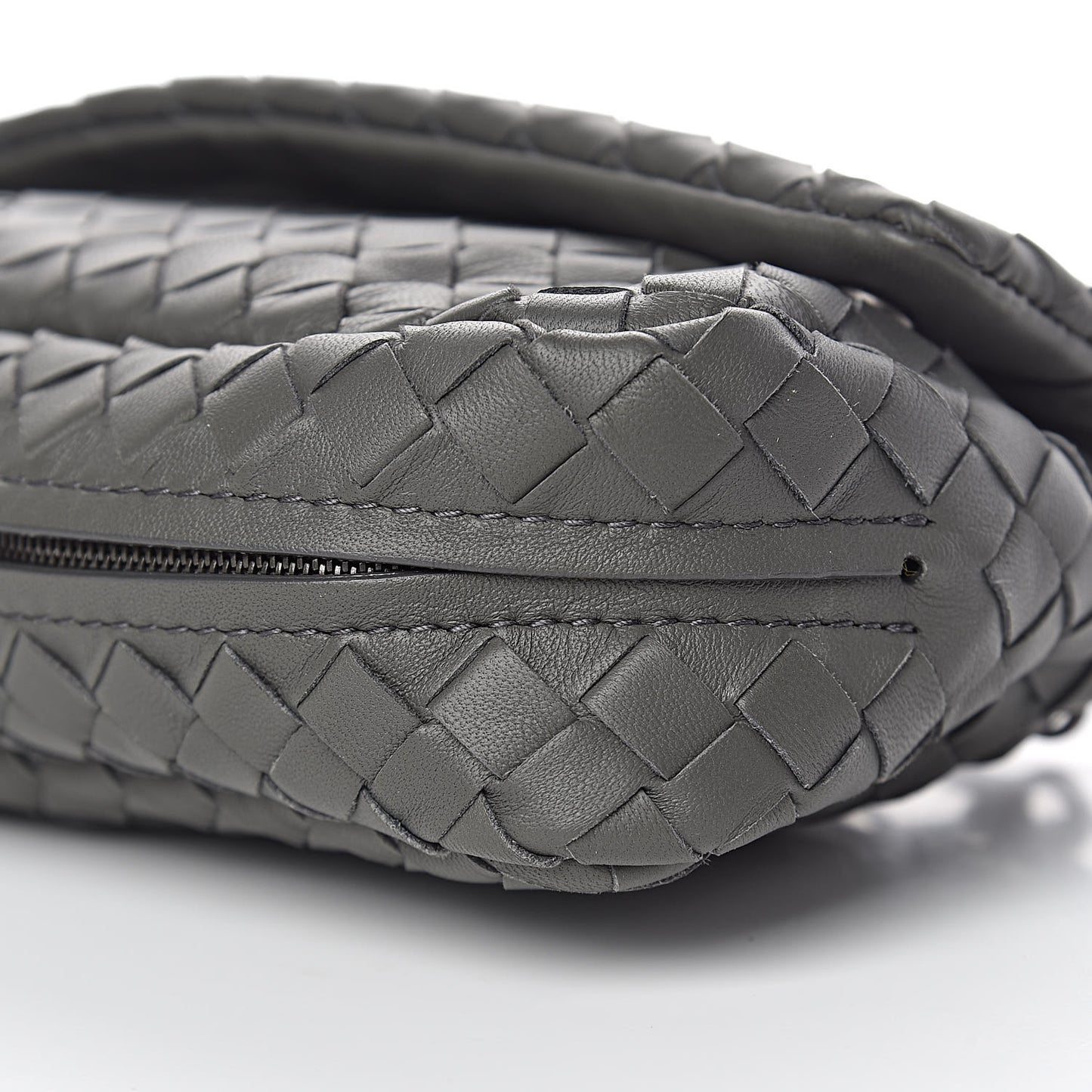 Nappa Intrecciato Small Chain Crossbody Light Grey