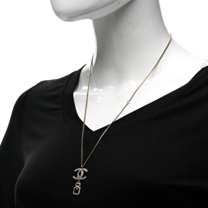 Chanel Crystal Pearl CC Perfume Bottle Necklace Black Gold 2 of 5