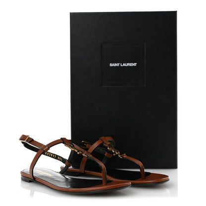 Saint Laurent Calfskin Maine Cassandra Monogram 05 Sandals 35.5 New Papaya 11 of 11
