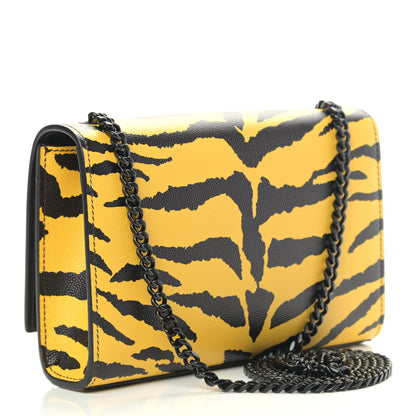 Saint Laurent Grain De Poudre Zebra Print Small Classic Monogram Kate Satchel Yellow 3 of 9