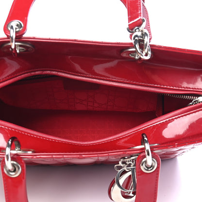 Christian Dior Patent Cannage Large Lady Dior Red 5 of 10