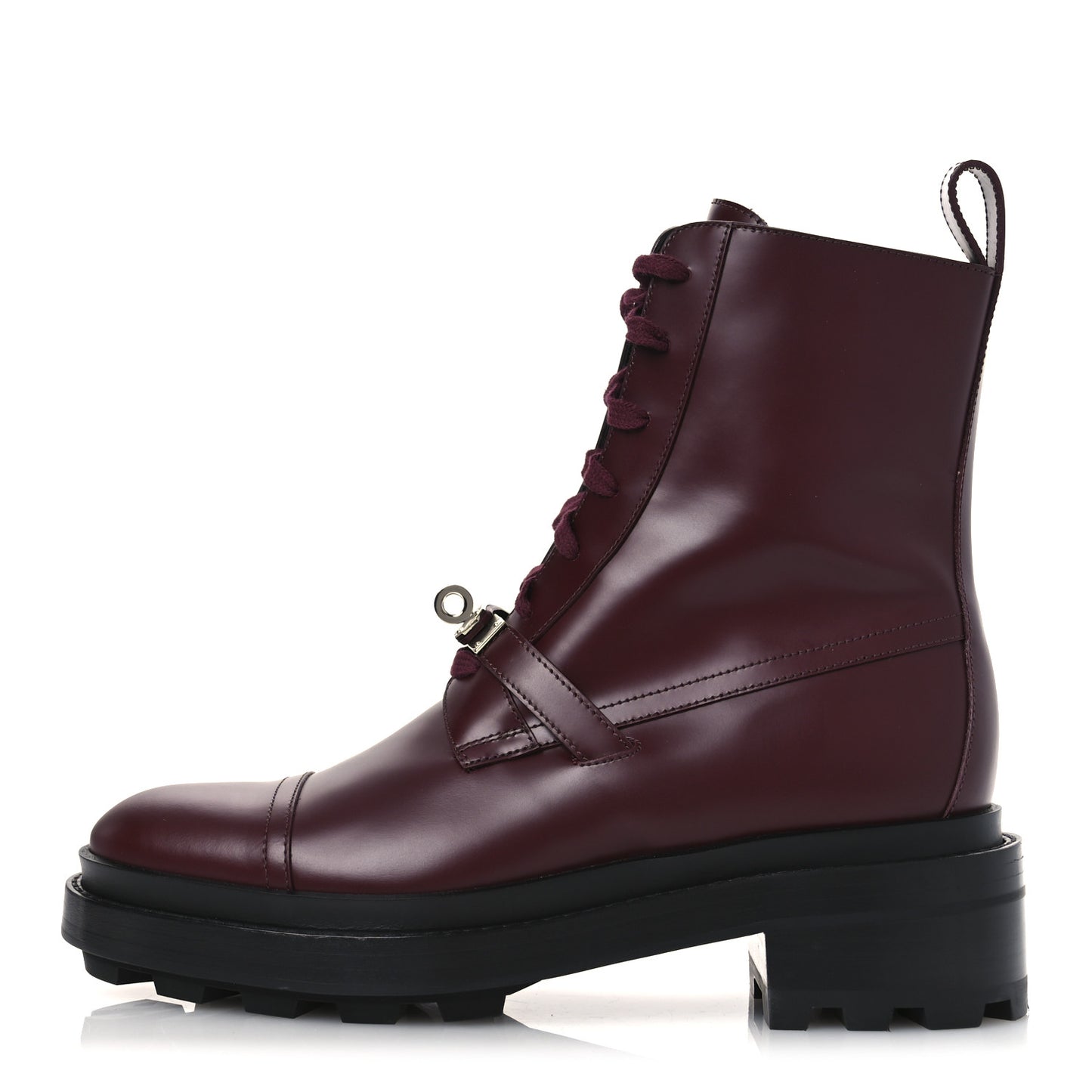 Glossed Calfskin Funk Ankle Boots 38 Rouge H