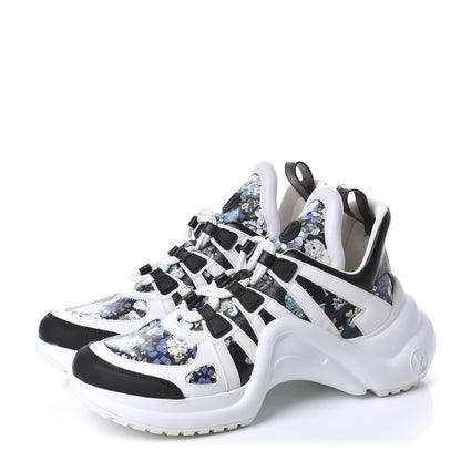 Louis Vuitton Flower Printed Calfskin Monogram LV Archlight Sneakers 39.5 Black Blue 3 of 11