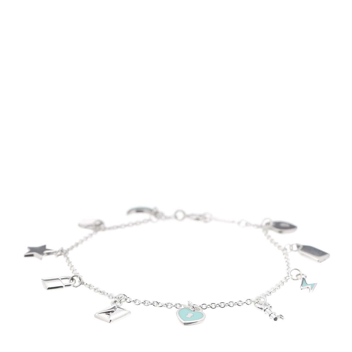 Sterling Silver Enamel Love Notes Charm Bracelet Blue