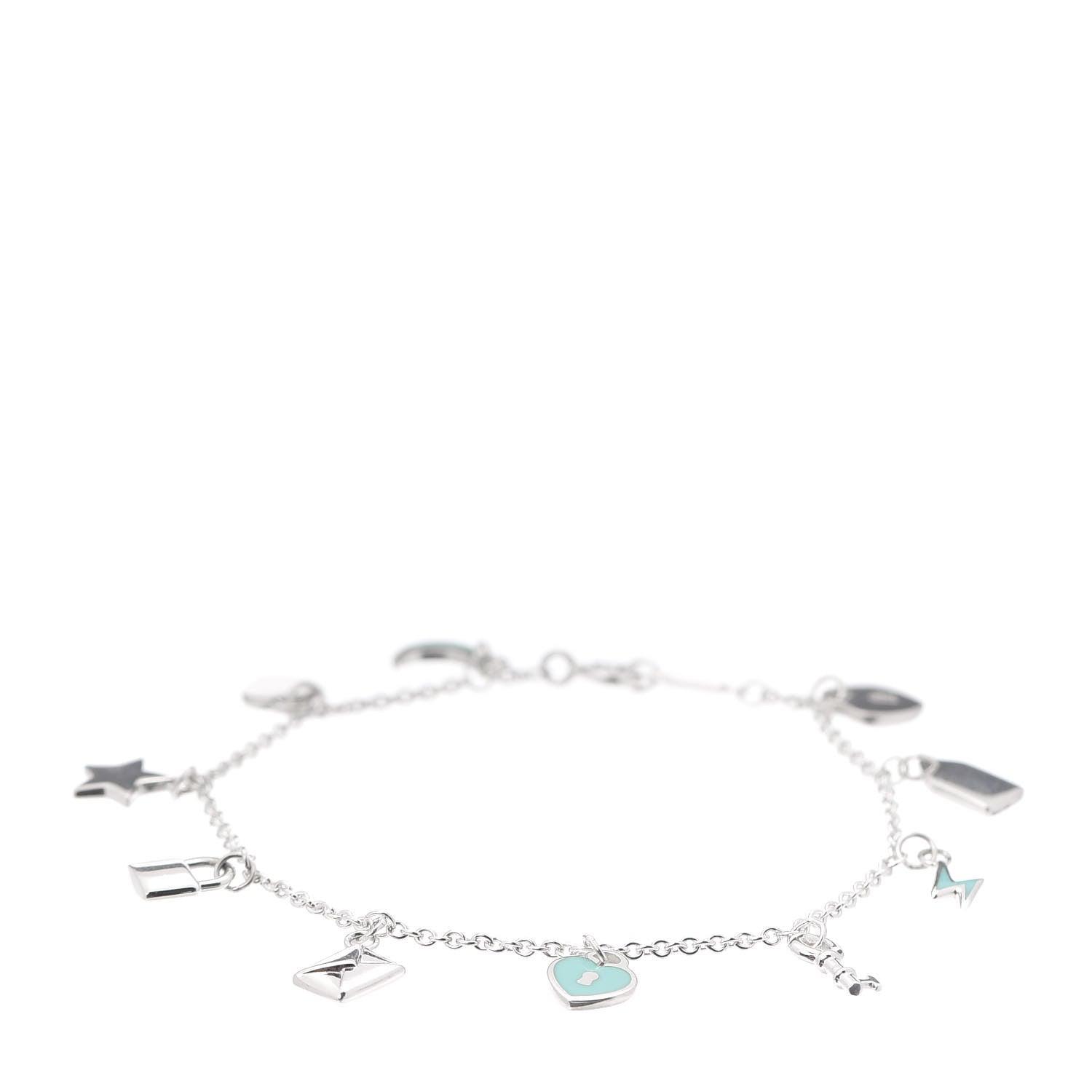 Tiffany Sterling Silver Enamel Love Notes Charm Bracelet Blue 1 of 6