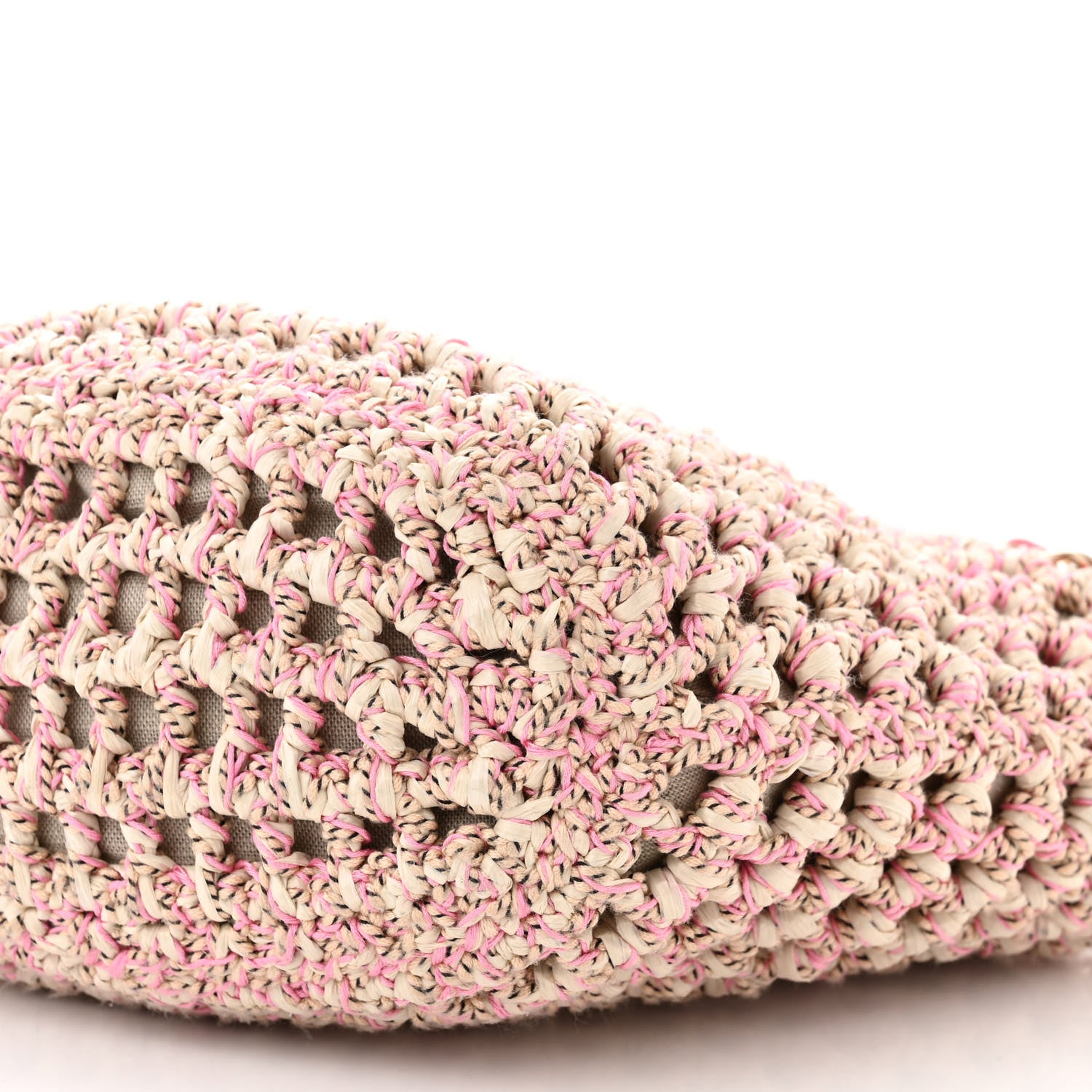 Chanel Mixed Fibers Calfskin Crochet Small Shopping Bag Beige Pink 10 of 10