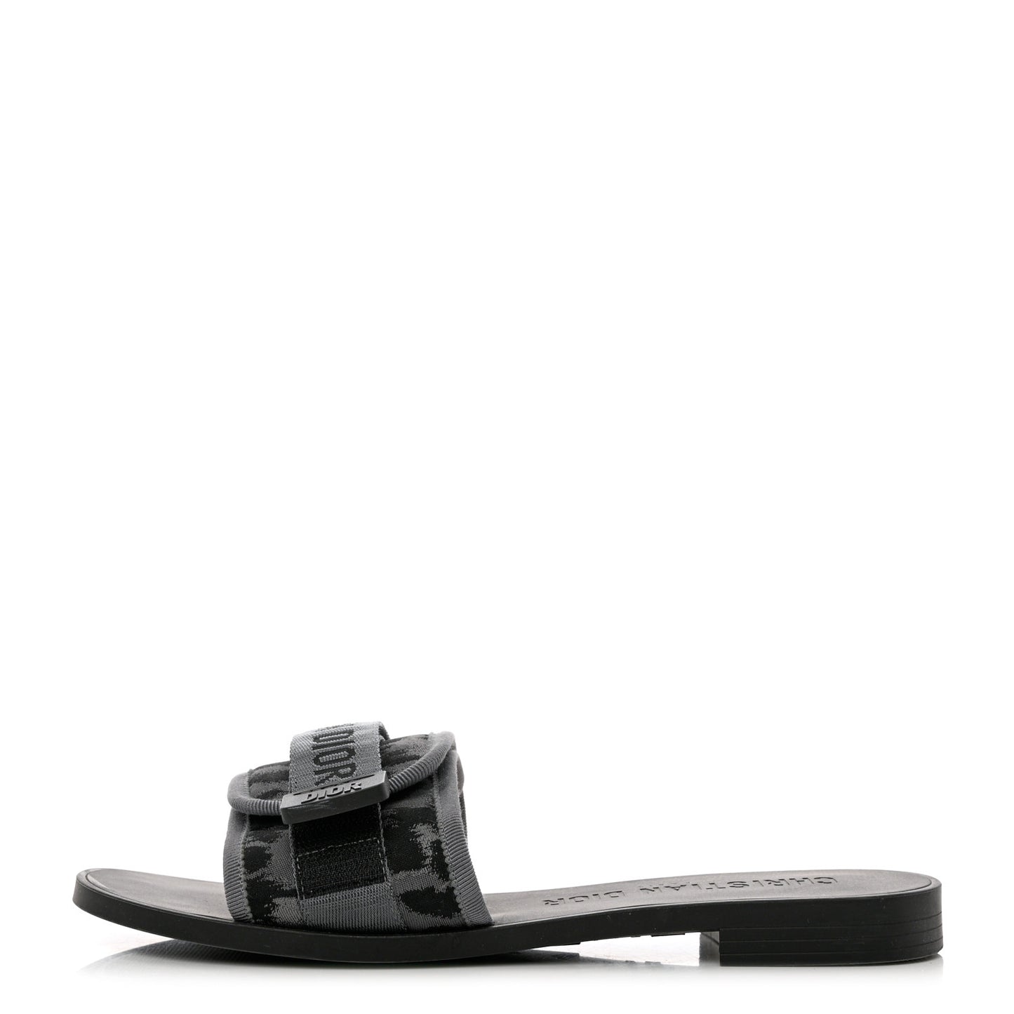 Technical Stretch Fabric Leopard Dio(r)evolution Slide Sandals 38 Grey