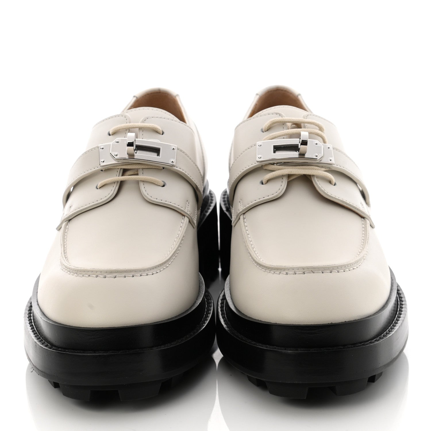 Hermes Glossed Calfskin First Derby 38 Beige Glaise 2 of 9