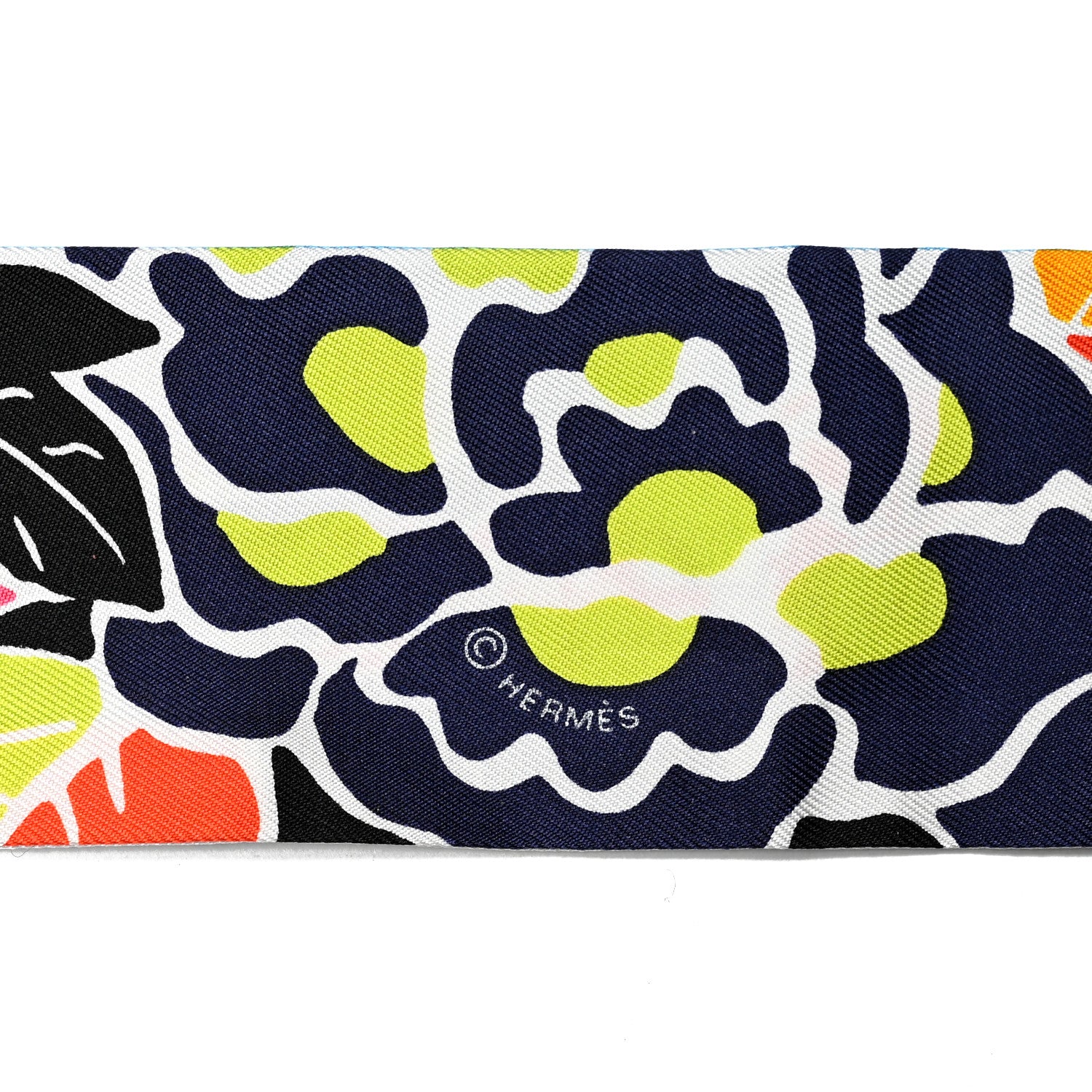 Hermes Silk Bingata Twilly Vert Black Saumon 4 of 4