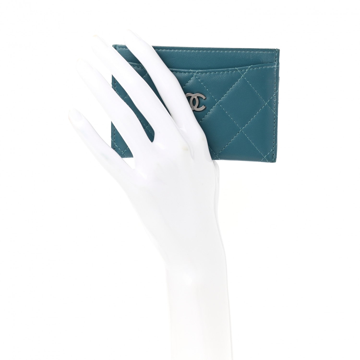 Chanel Lambskin Quilted Card Holder Blue 2 of 10