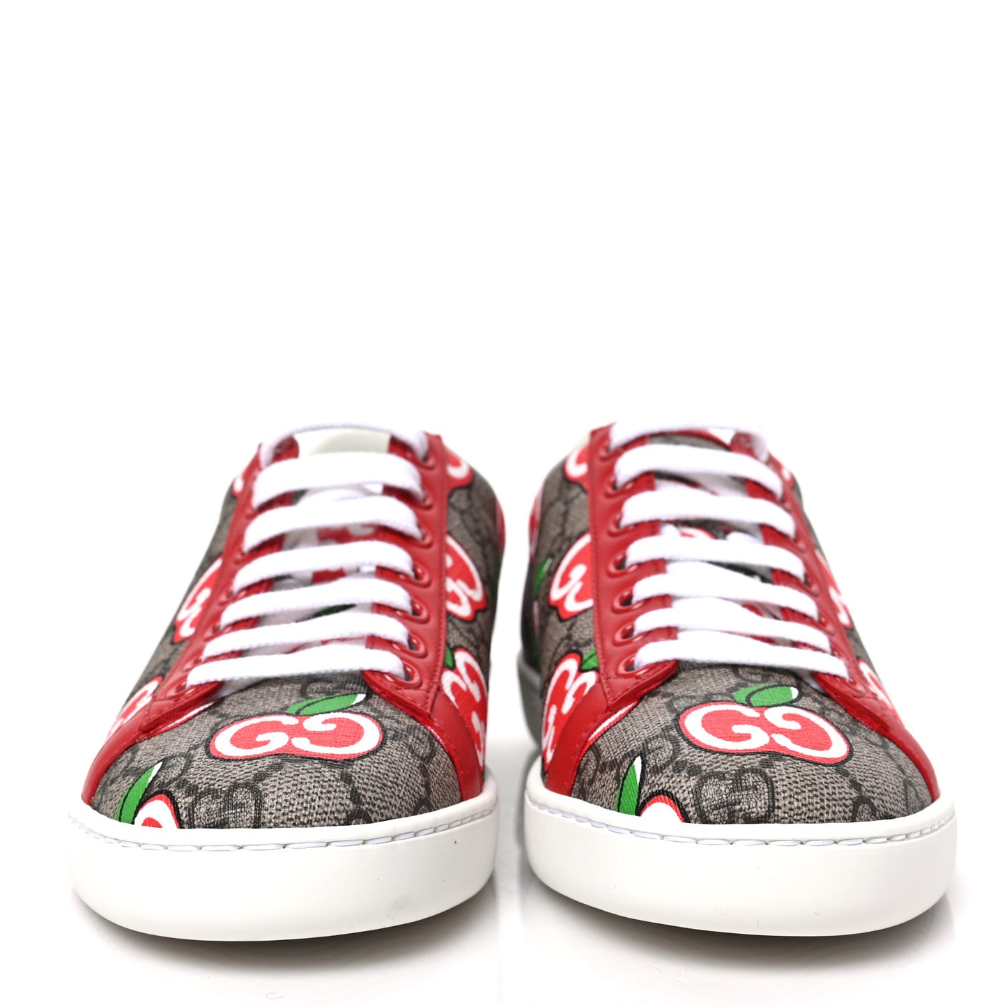 GG Supreme Monogram Apple Womens Ace Sneakers 35 Red