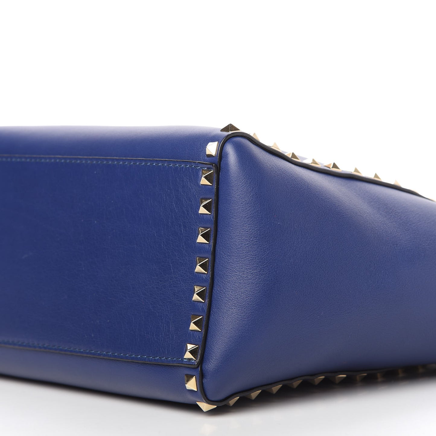 Vitello Rockstud Double Handle Tote Blu Delft