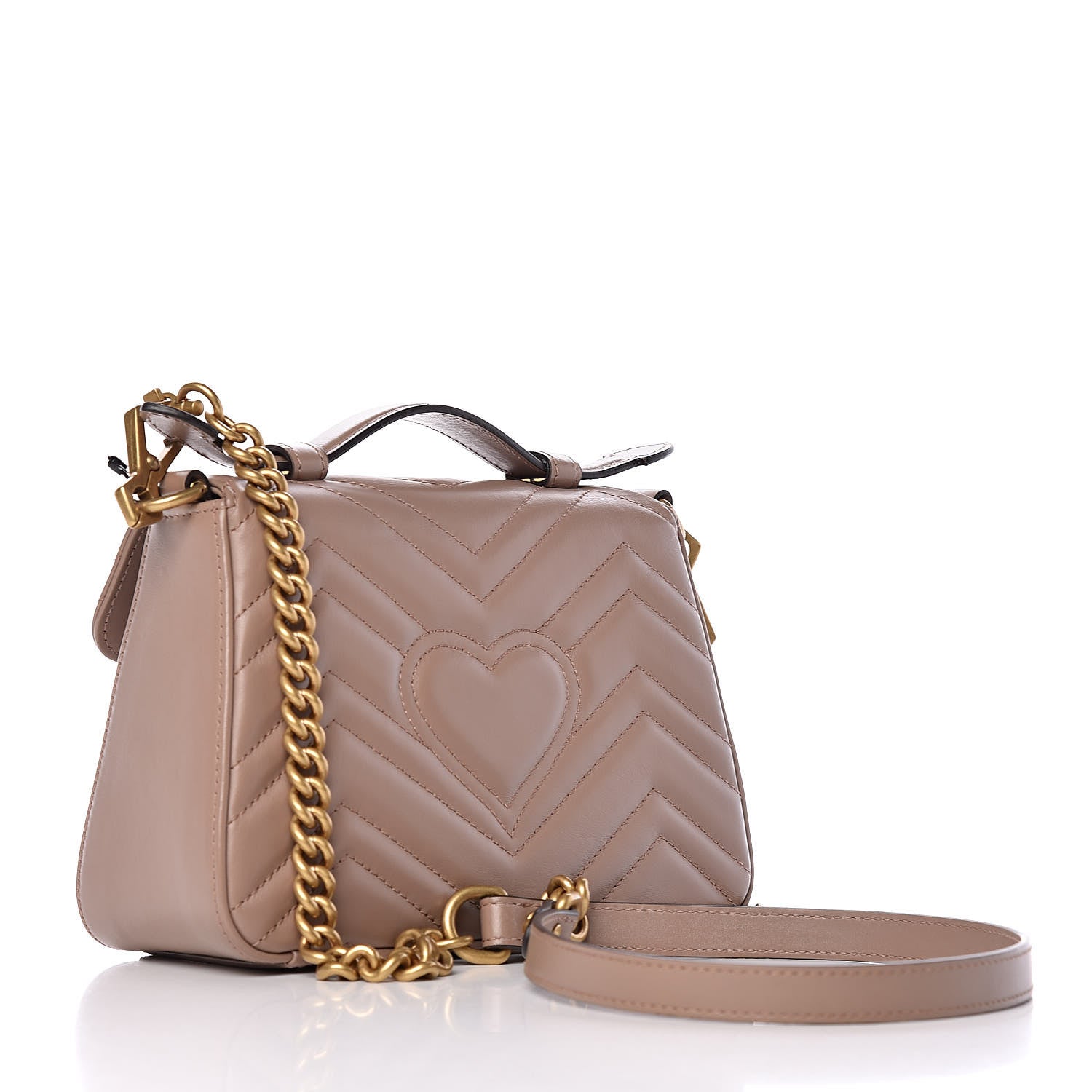 Gucci Calfskin Matelasse Mini GG Marmont Top Handle Shoulder Bag Porcelain Rose 3 of 10