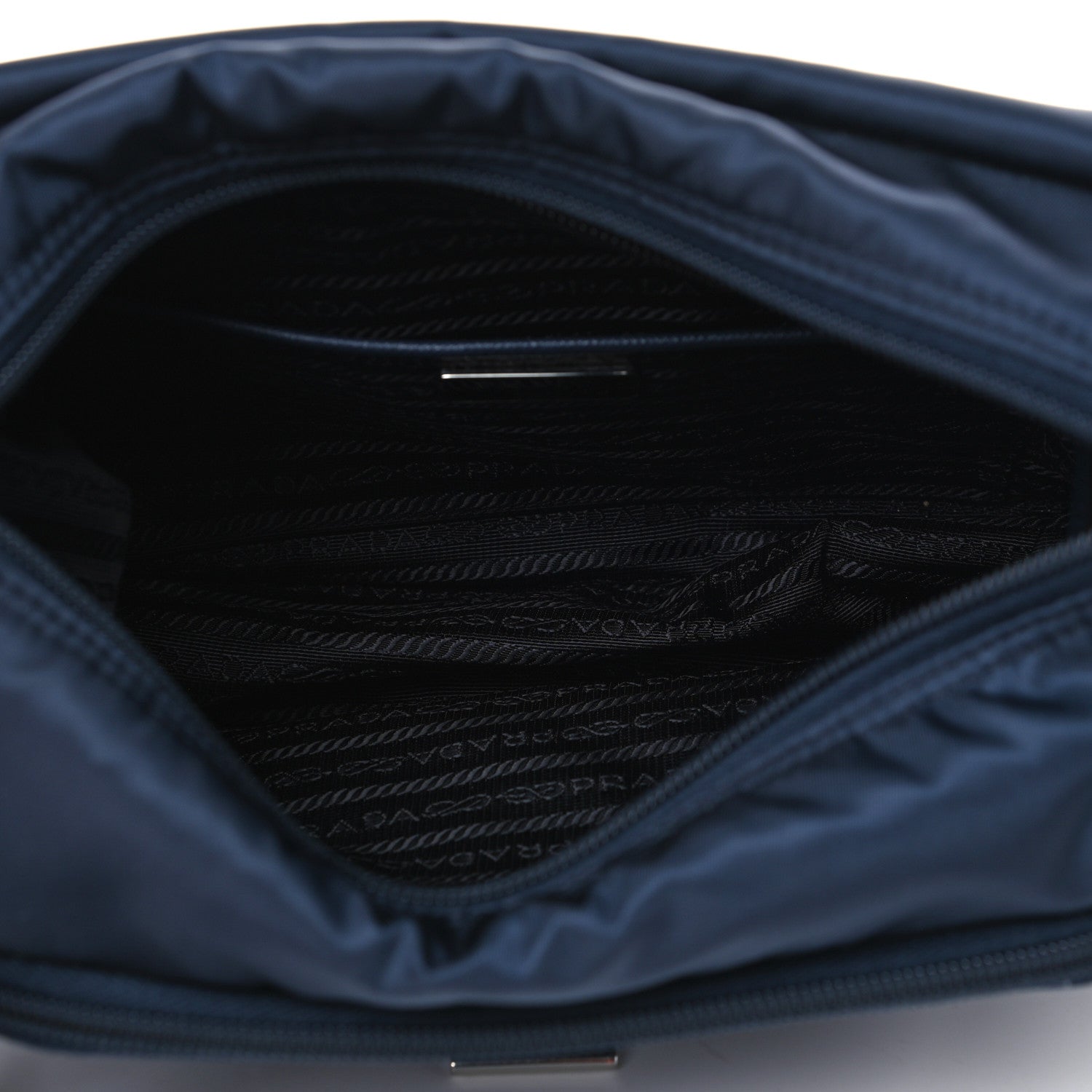 Prada Nylon Vela Saffiano Single Buckle Messenger Shoulder Bag Blue Black 4 of 4