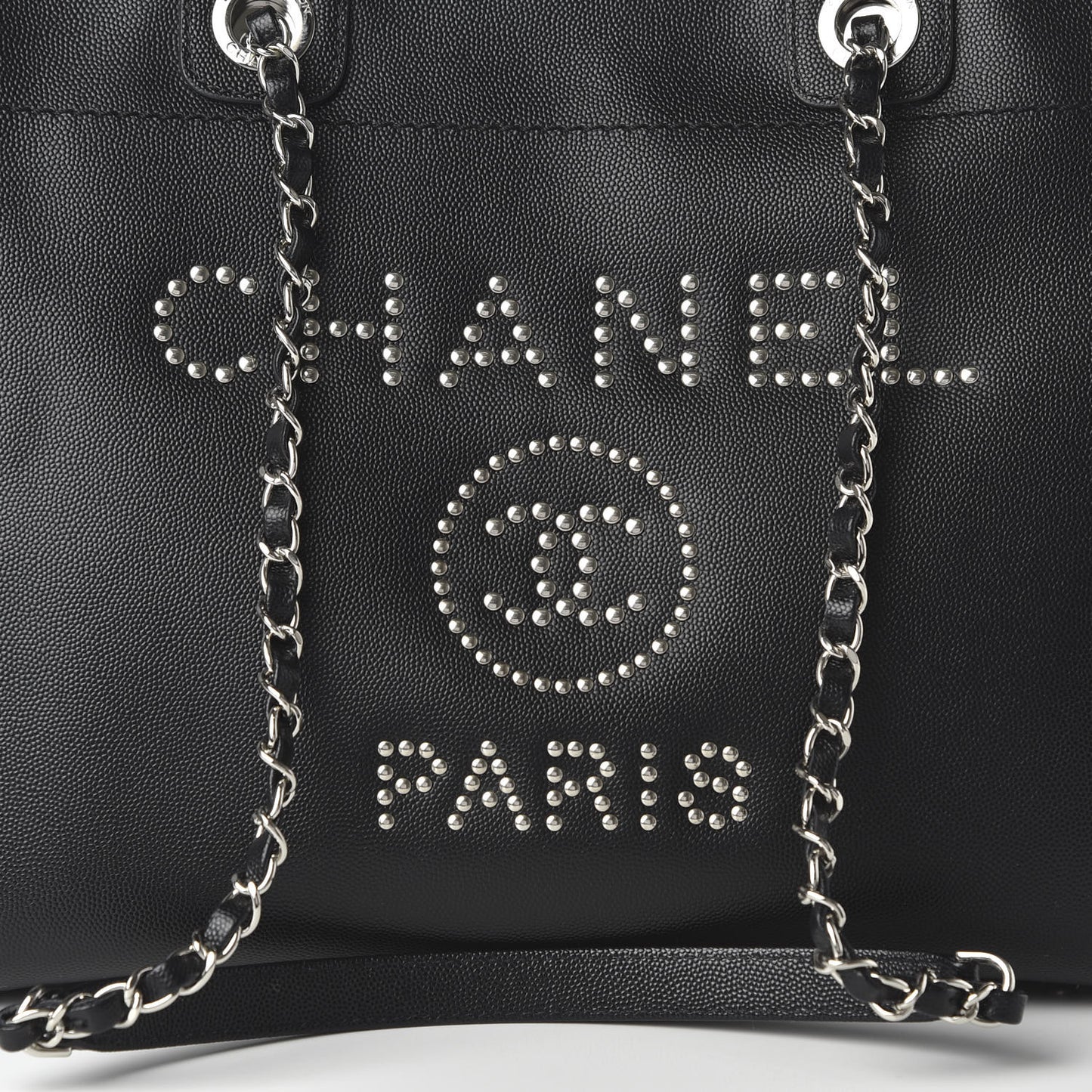 Caviar Small Studded Deauville Tote Black