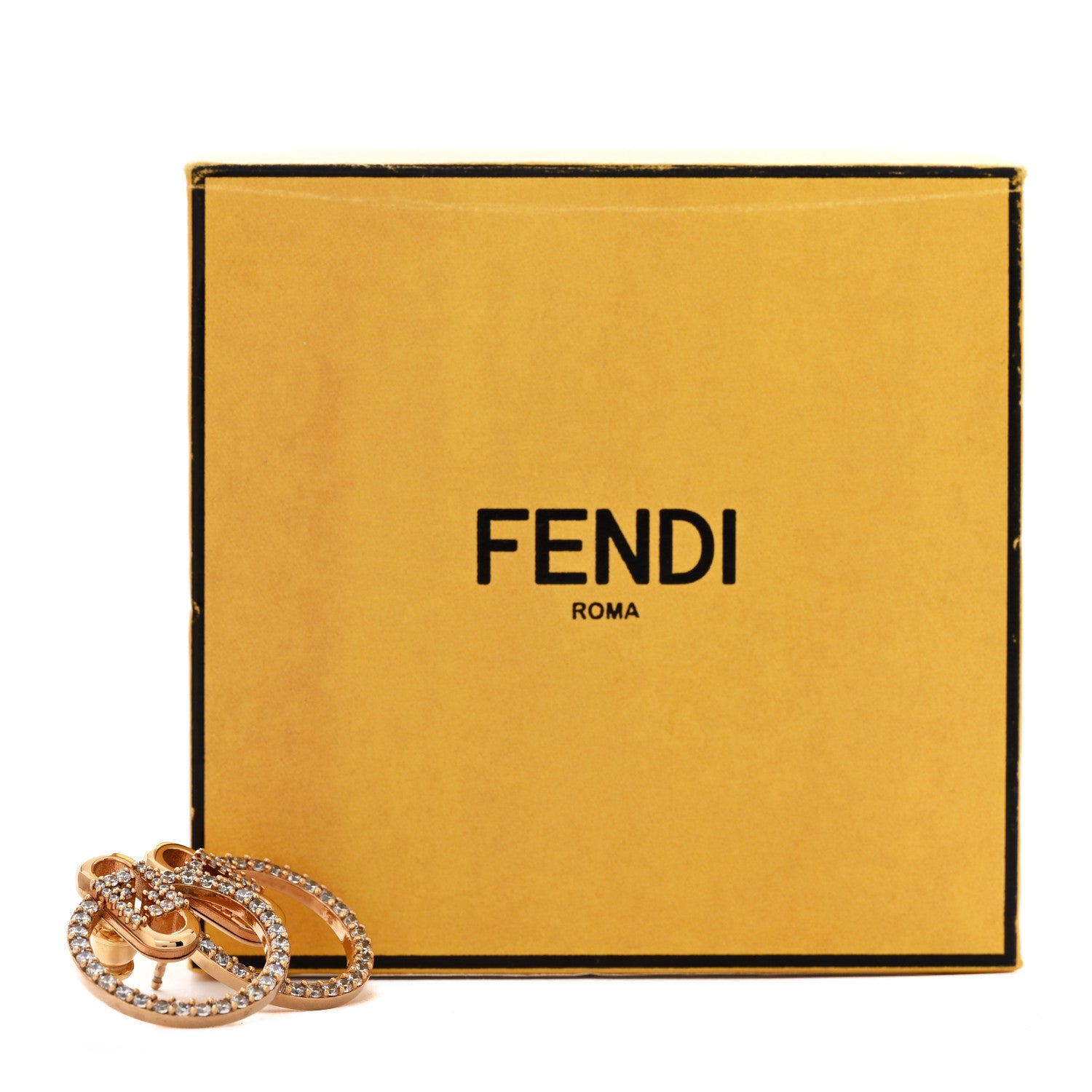 Fendi Metal Crystal FF O'Lock Round Earrings Gold 5 of 5