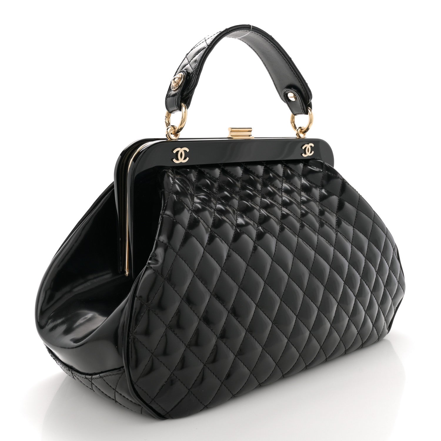 Chanel Glazed Calfskin Quilted Small Mademoiselle Frame Bag Black 3 of 10