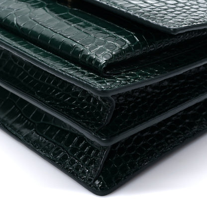 Saint Laurent Calfskin Crocodile Embossed Medium Monogram Sunset Dark Mint 7 of 7