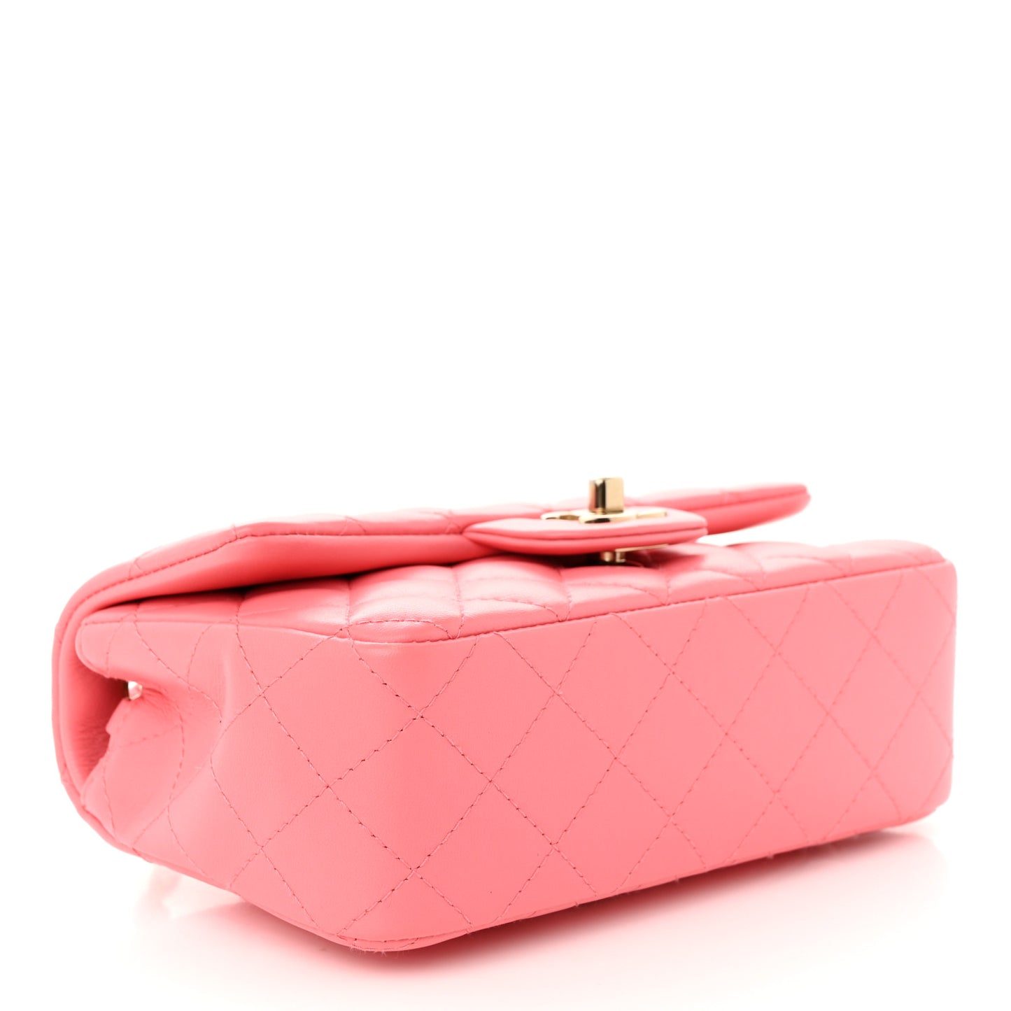 Lambskin Quilted Mini Rectangular Flap Pink