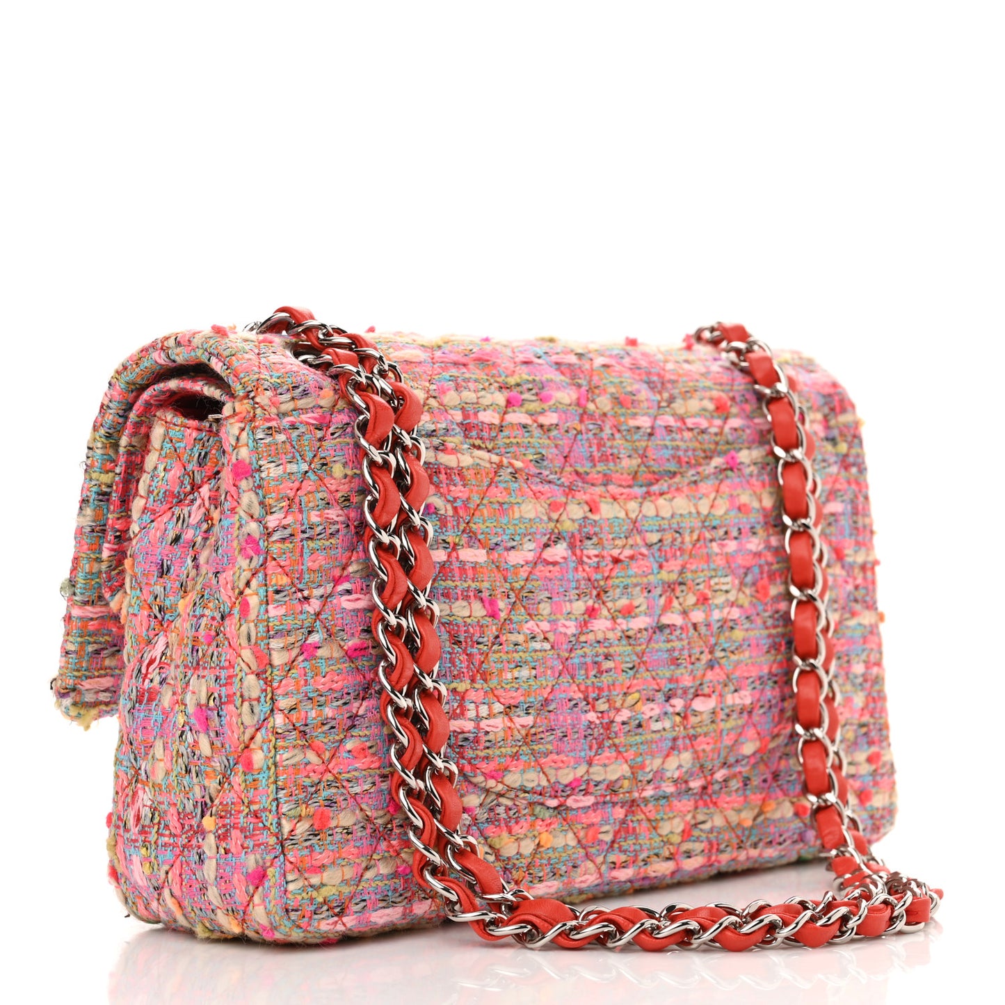 Tweed Quilted Medium Double Flap Multicolor