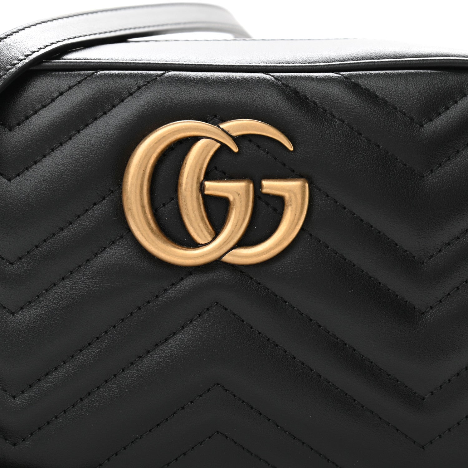 Gucci Calfskin Matelasse Small GG Marmont Chain Shoulder Bag Black 8 of 10