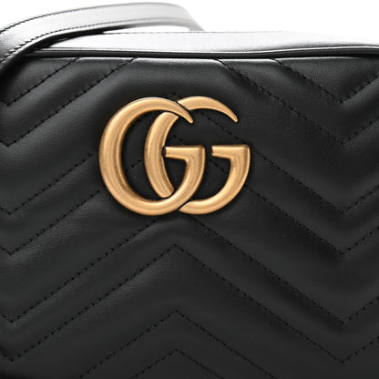 Gucci Calfskin Matelasse Small GG Marmont Chain Shoulder Bag Black 8 of 10