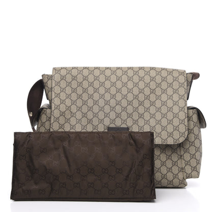 Gucci GG Supreme Monogram Selleria Calfskin Messenger Diaper Bag Beige Ebony Cocoa Dark Chocolate 2 of 11
