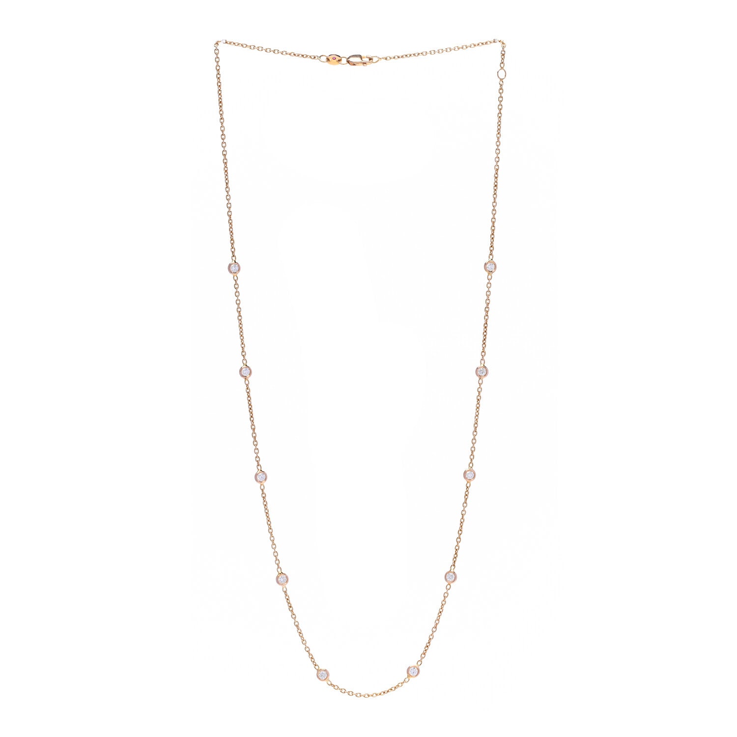 Roberto Coin 18K Rose Gold Diamond .70ct Diamonds By The Inch Ten Station Necklace 3 of 4