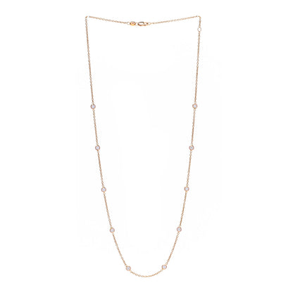 Roberto Coin 18K Rose Gold Diamond .70ct Diamonds By The Inch Ten Station Necklace 3 of 4