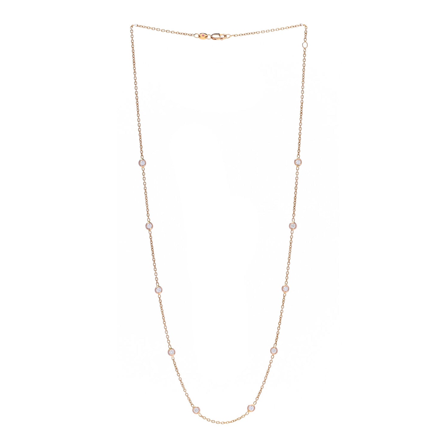 18K Rose Gold Diamond .70ct Diamonds By The Inch Ten Station Necklace