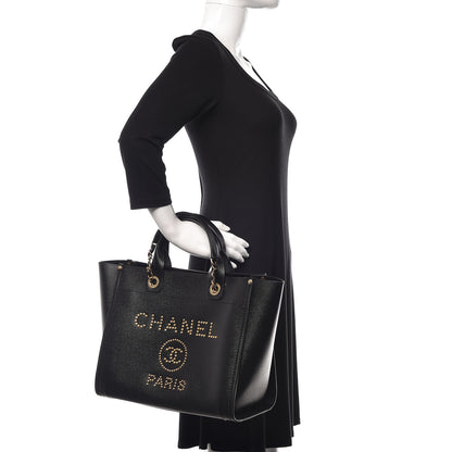 Chanel Caviar Small Studded Deauville Tote Black 2 of 16