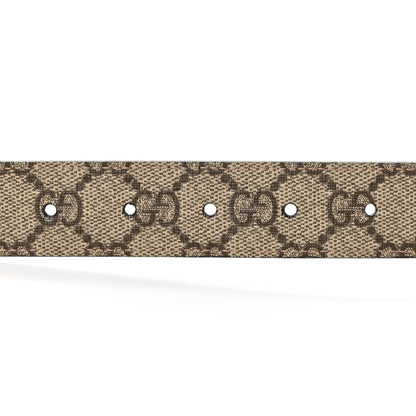Gucci GG Supreme Monogram Plutone Calfskin Palladium Double G Reversible 30mm Belt 90 36 Beige Ebony Black 3 of 10