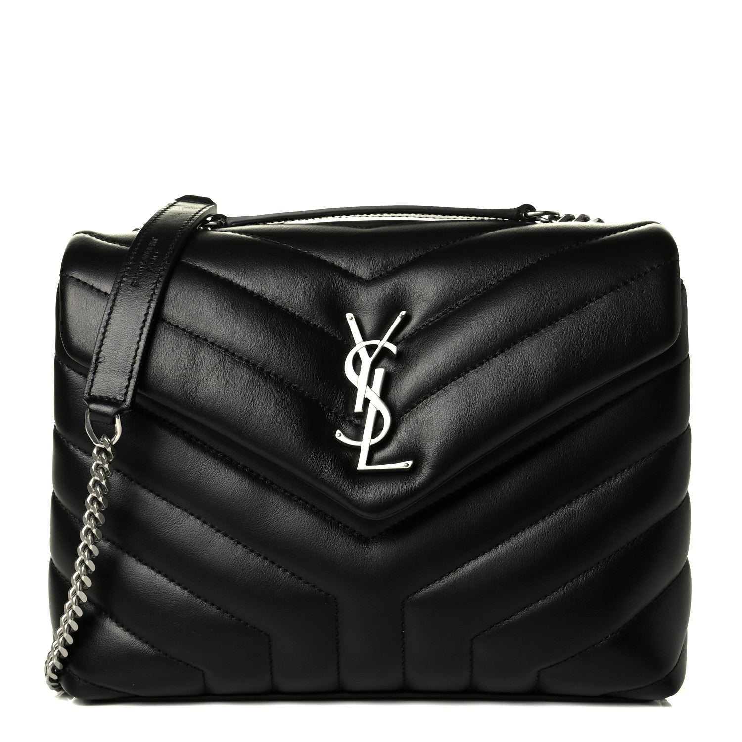 Saint Laurent Calfskin Y Quilted Monogram Small Loulou Chain Satchel Black 1 of 4